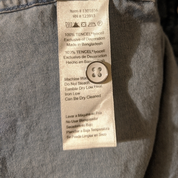 JACHS Girlfriend Size Large Chambray Palm tree top - Picture 4 of 6